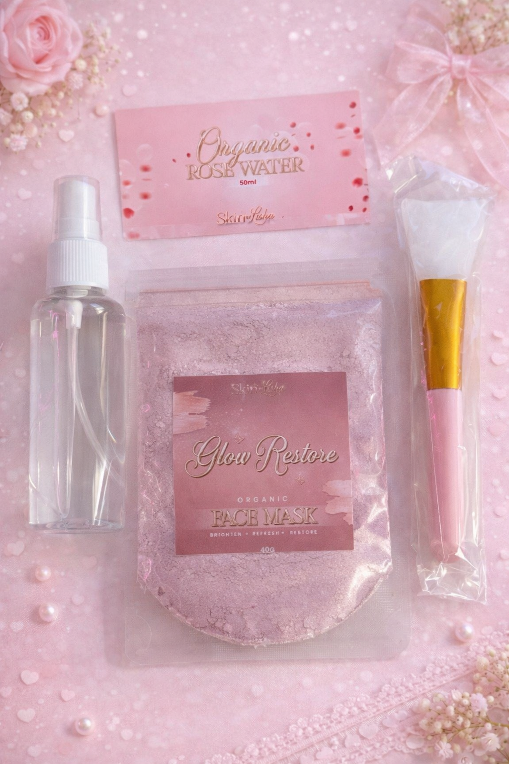 🌷 Glow Restore – Pink Brightening Face Mask Set (40g) 💗